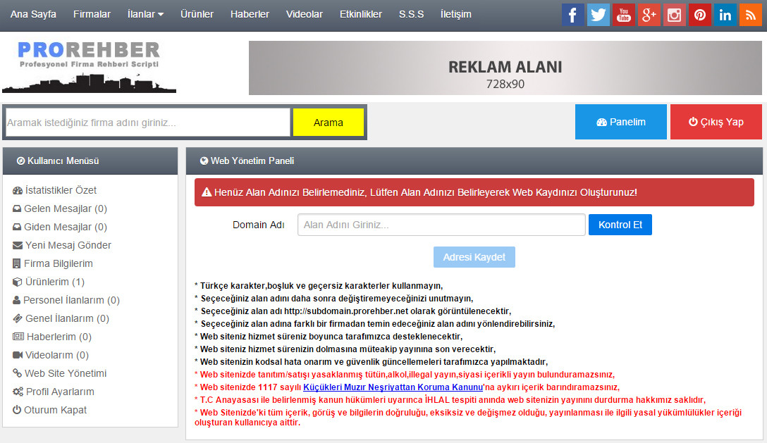 Profesyonel Php Firma Rehberi Scripti (Subdomain Destekli)