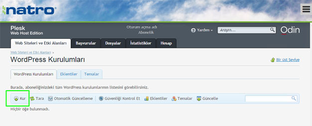  Plesk Panel'de Wordpress Kurulumu ---->