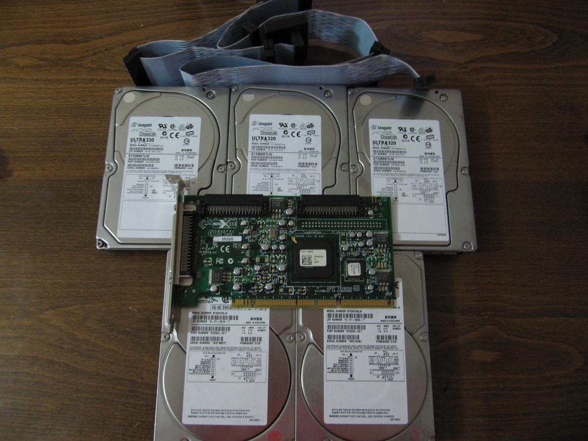  *** 5.ADET SEAGATE 36GB 10000RPM 68 PİN SCSİ DİSK VE SCSİ KART  ***