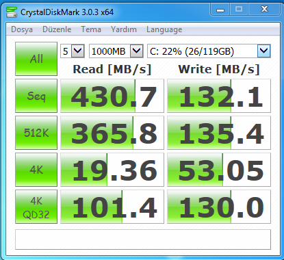  ADATA SP900  128 GB TEST  SONUÇLARIM NORMAL Mİ ?