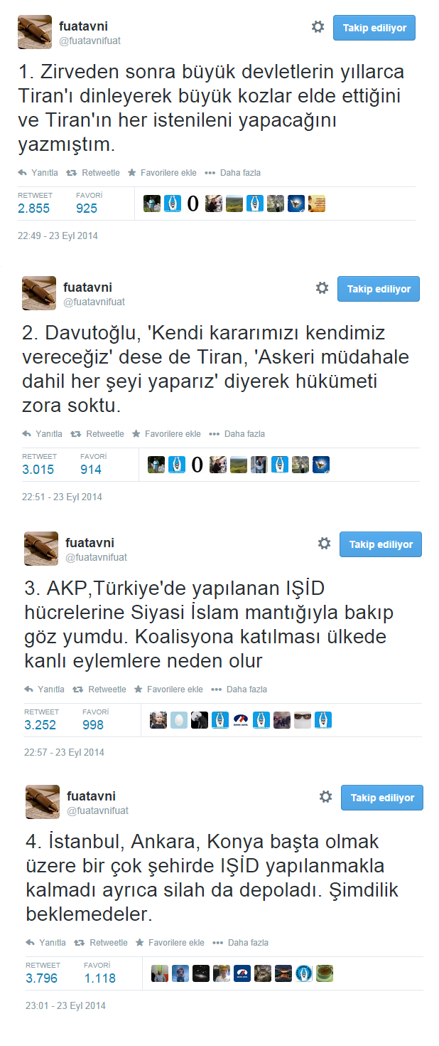  Fuat Avni: Türkiye IŞİD'e operasyon düzenler ise ülkede kanlı eylemler olacaktır