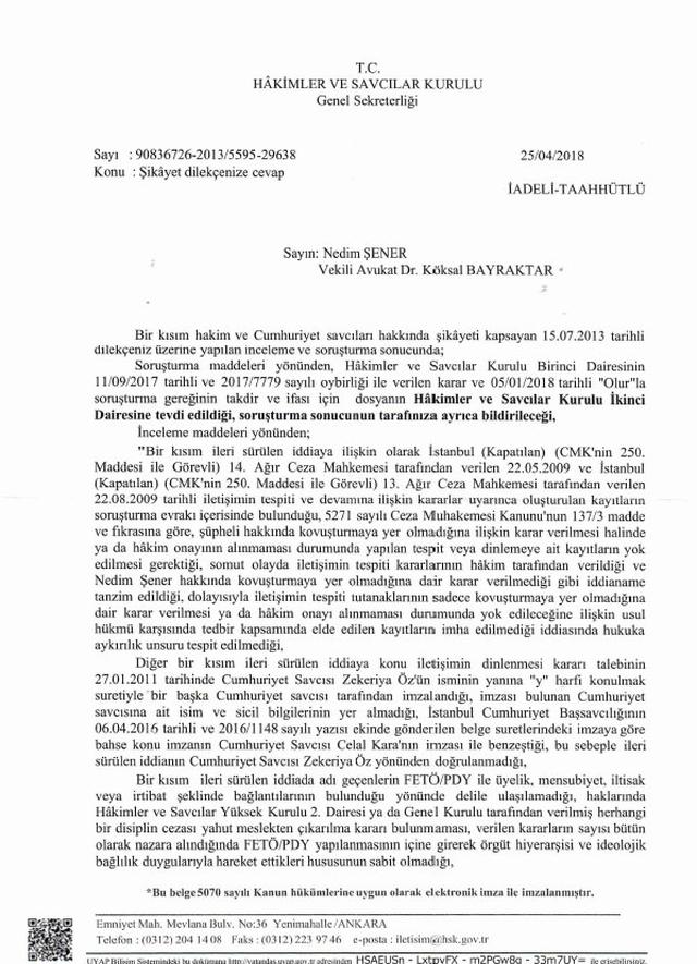 HSK: "Zekeriya Öz FETÖ'cü değil, FETÖ ile irtibatı da yok"