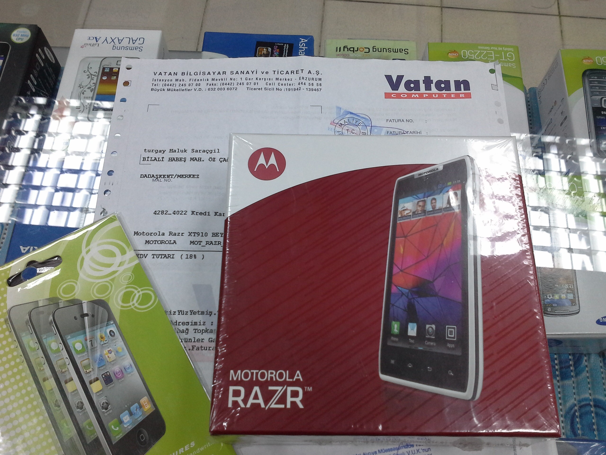  Motorola Razr! XT910 Beyaz Açılmamış Kutu:800TL