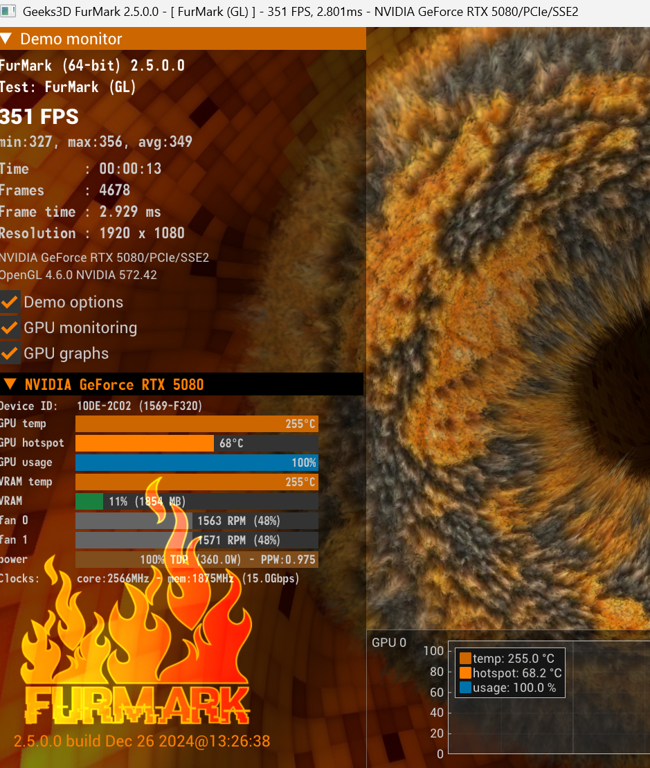 Rtx 5080 serisi sıcaklık değerleri.Asus,Msı,Palit,Gainward,vs'Furmark 2 ...