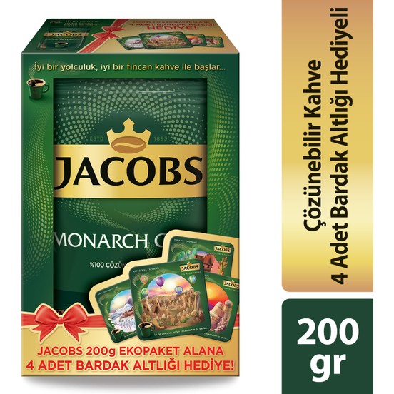 Jacobs Monarch Gold 200 gr + 4 Adet Bardak Altlığı 23.90 (Hepsiburada Mobile özel)