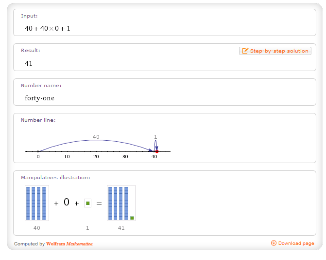  40 + 40 x 0 + 1 = ?