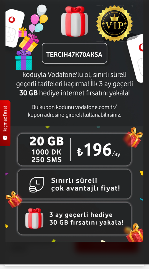 Vodafone Link AT 58 GB - Ev İnterneti 500TL Kazan Referans Konusu