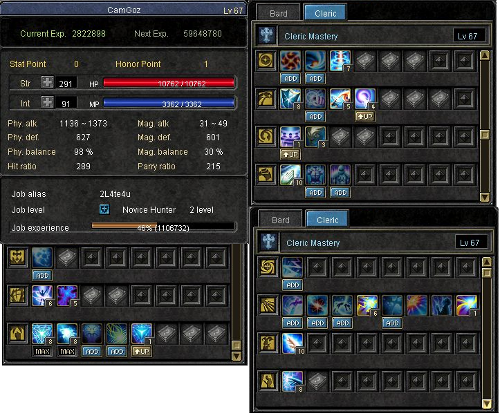  Plutoda Satılık 250k sp li 67 lvl Warrior/Cleric (yanında 65 lvl blader )