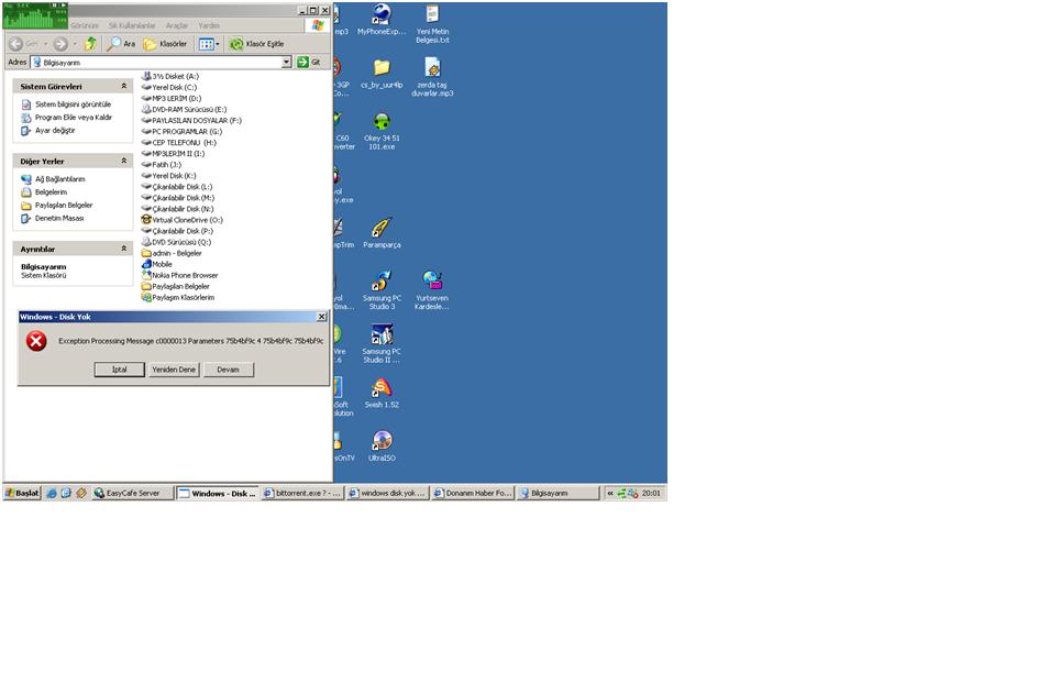  disk yok hatası veriyor lütfen yardım!!!
