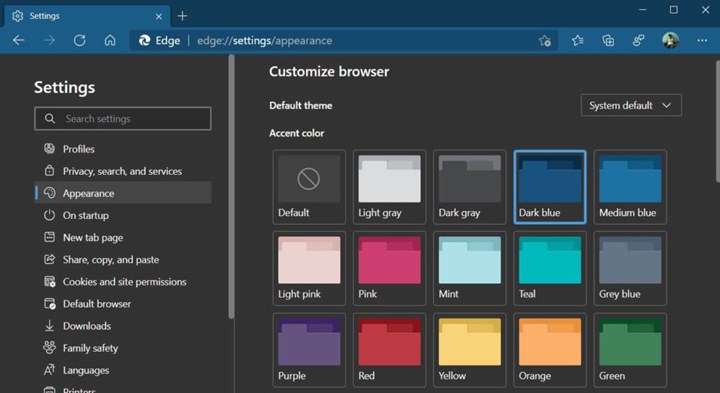 Microsoft Edge’e renk şeması seçeneği geliyor