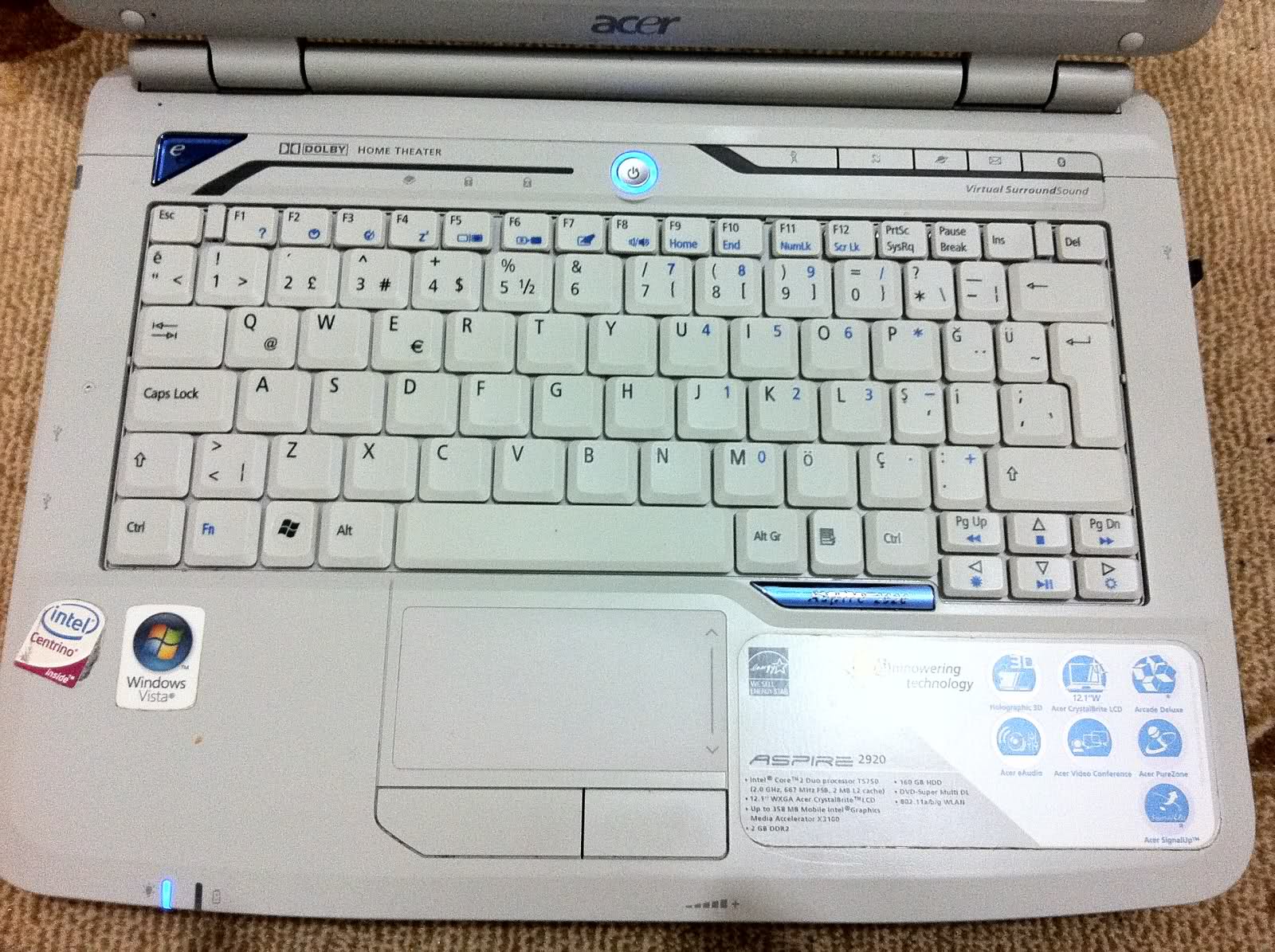  SATILIK ACER ASPİRE AS2920 12.1' NOTEBOOK