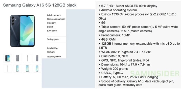 Samsung Galaxy A16 5G ve 4G'nin bütün özellikleri ortaya çıktı