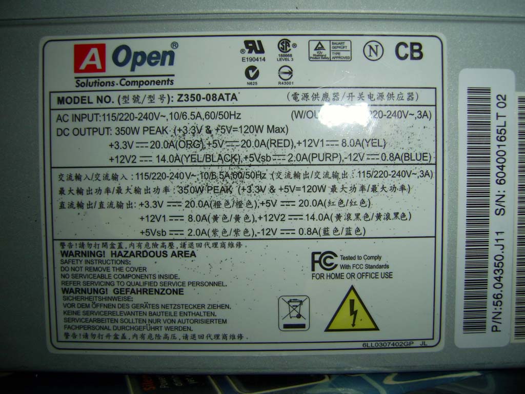  Satılık AOPEN 350W PSU 20tl