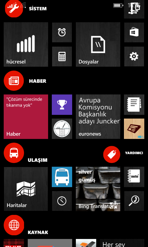  Windows Phone 8.1 Ana Ekranlarınız