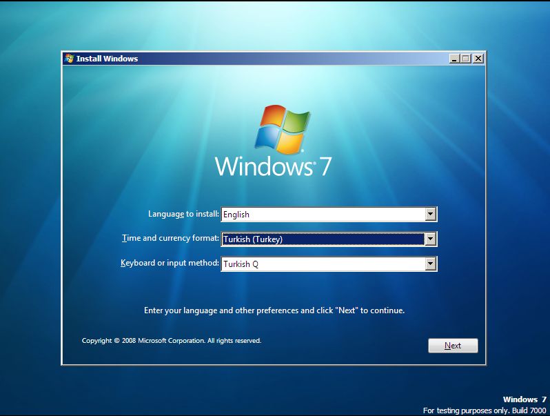  Windows 7 Kurulum