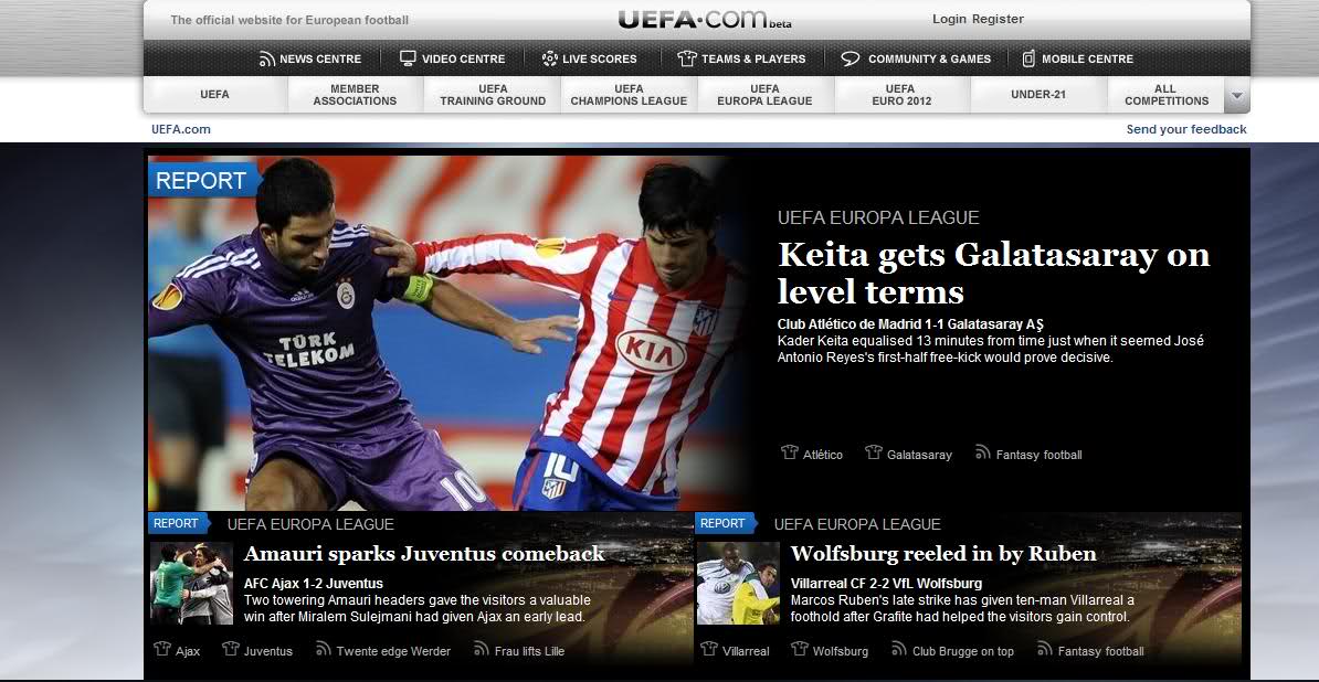  Uefa.com manşetteyiz :)