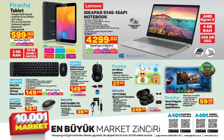 Haftaya A101 marketlerde Lenovo dizüstü ve Philips TWS kulaklık var