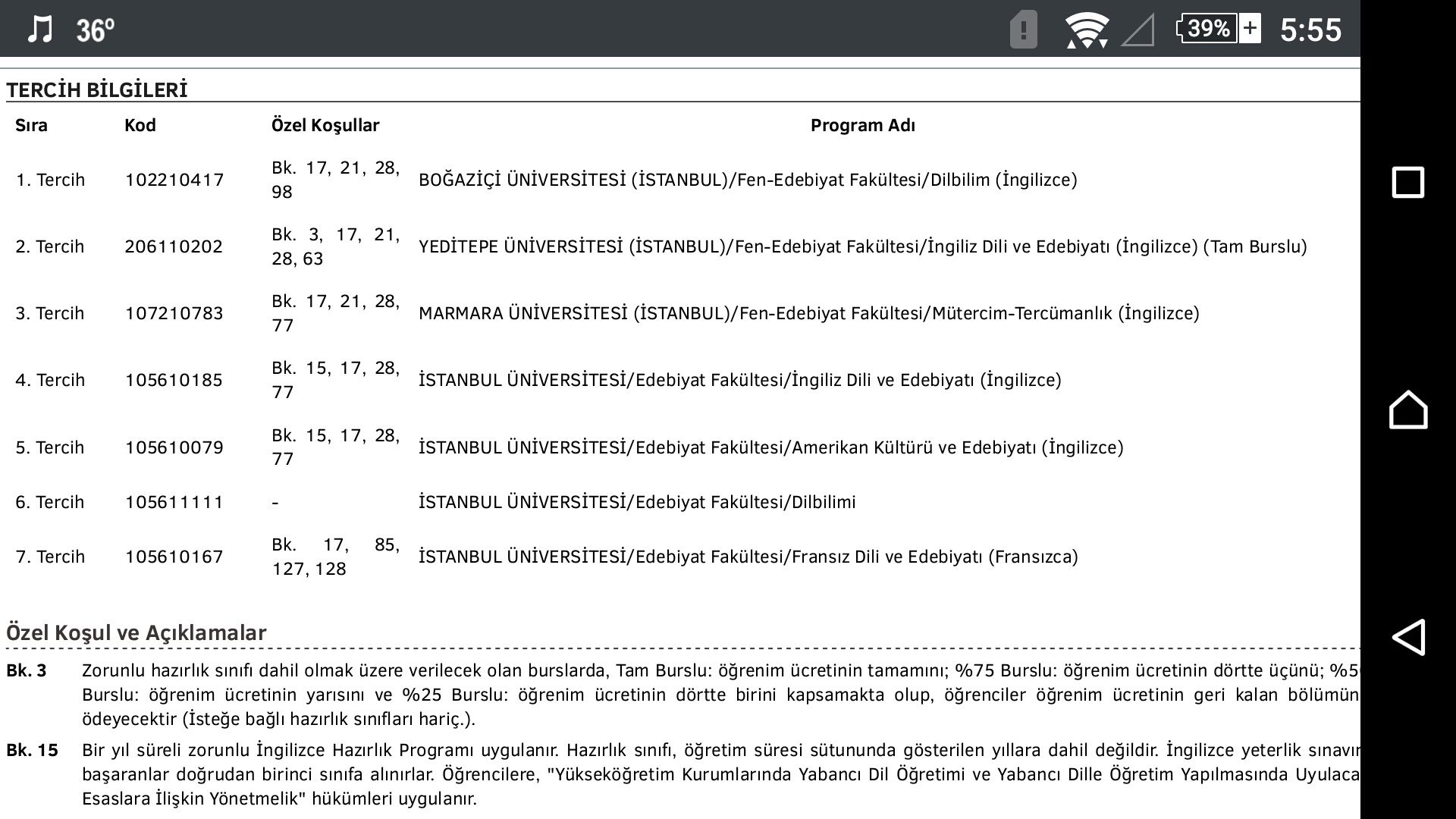  TERCIH LISTELERIMIZI PAYLASIYORUZ