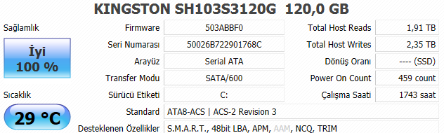  Kingston HyperX 3K SSD 120GB Kullananlar Kulübü