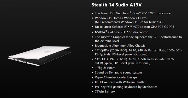 MSI Stealth Studio serisi tanıtıldı: İnce, hafif, şık ama oyun canavarı