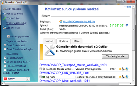  Drivers Installer Assistant v11.01.25(TÜRKÇE)(25.01.2011)(WINDOWS DRIVER ARAMAYA SON!)