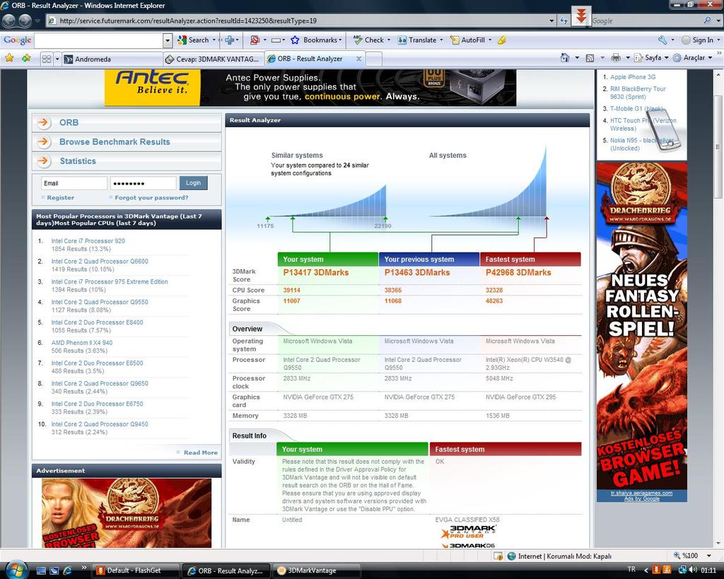  3DMARK VANTAGE SONUÇLARINIZ BURAYA