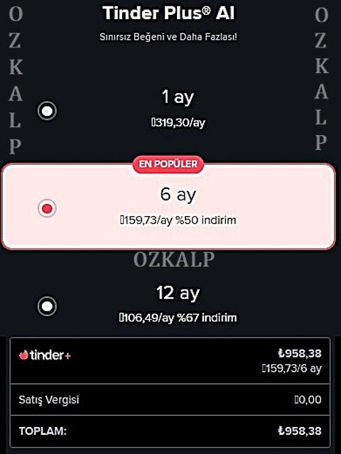 TINDER PREMIUM 🟥 6 AYLIK TİNDER plus [GOLD İÇERİKLİ] VIP PAKET 🟥