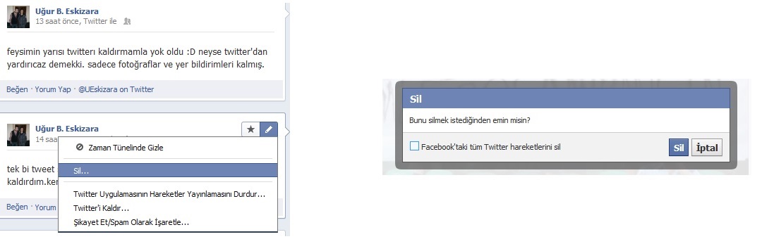  facebooktaki tüm twitter hareketlerini