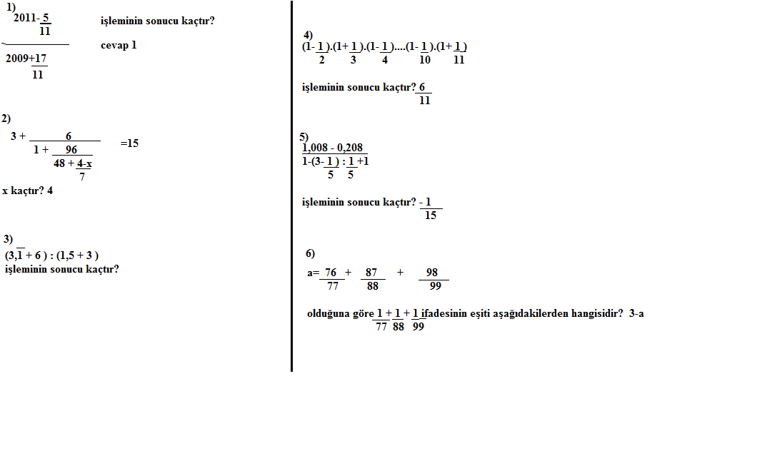  rasyonel sayılar sorularım