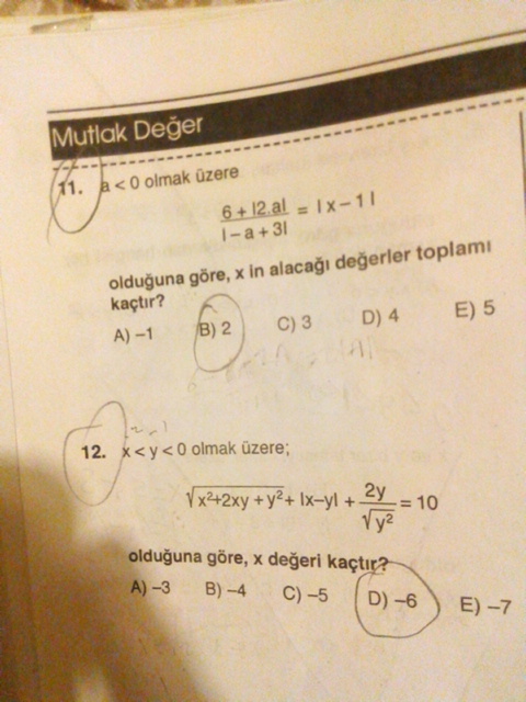  mat 1 mutlak değer soruları