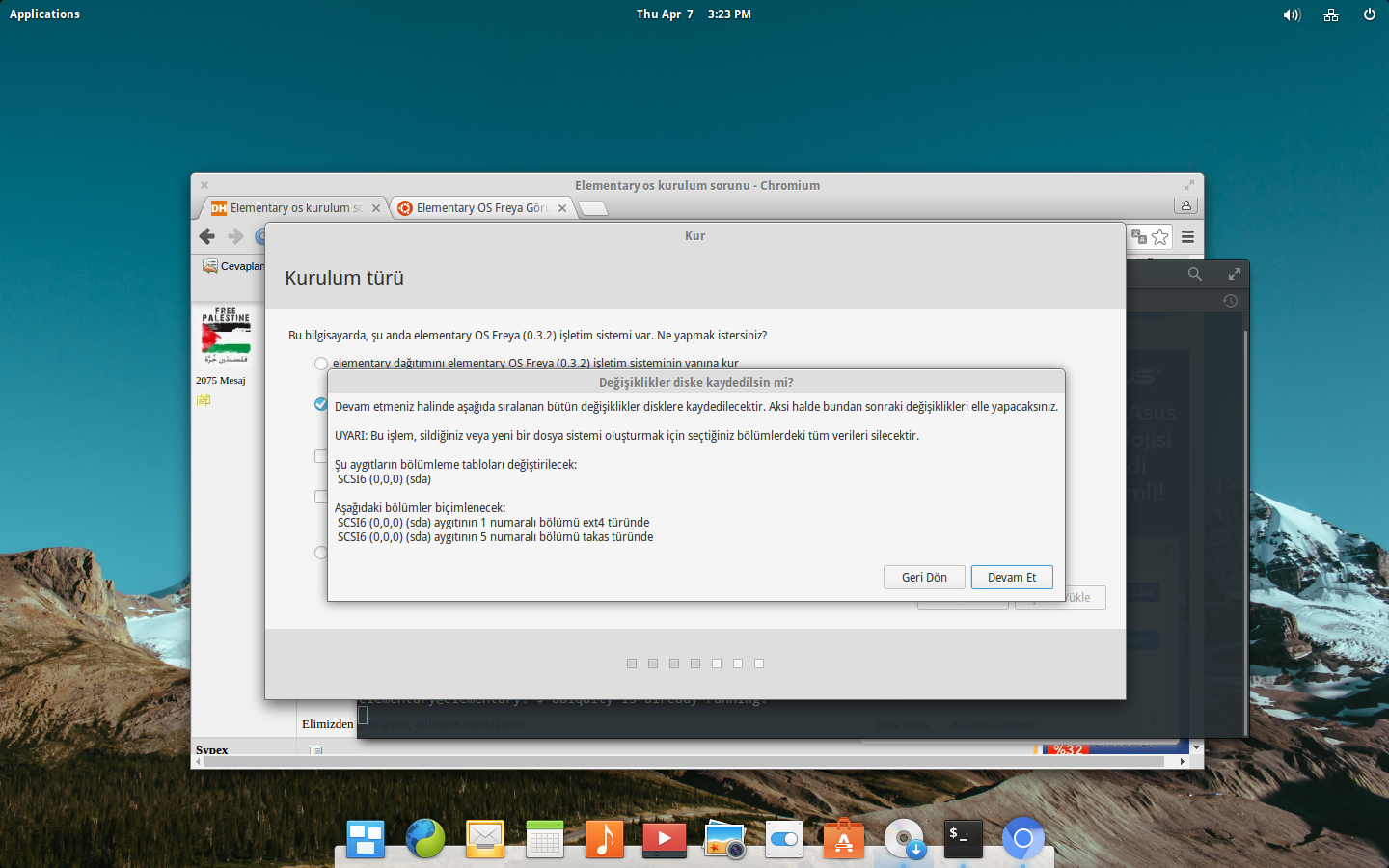  Elementary  os kurulum sorunu