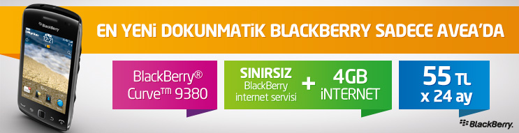  BlackBerry® Curve™ 9380 Türkiye'de ilk kez Avea'da.