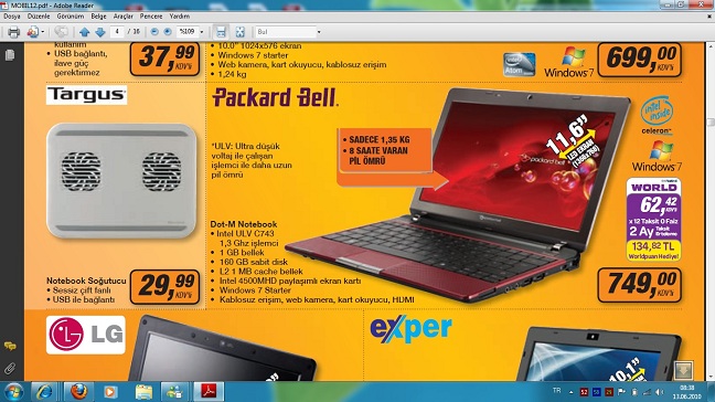  packard bell hdmi lı netbook 777