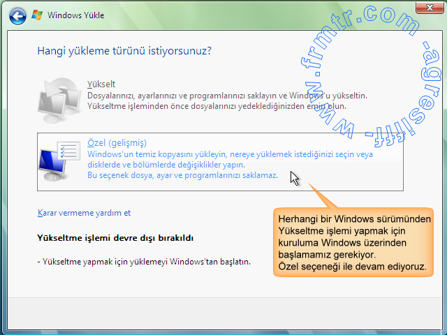  Windows Vista ya nasıl format atılır?ACİ