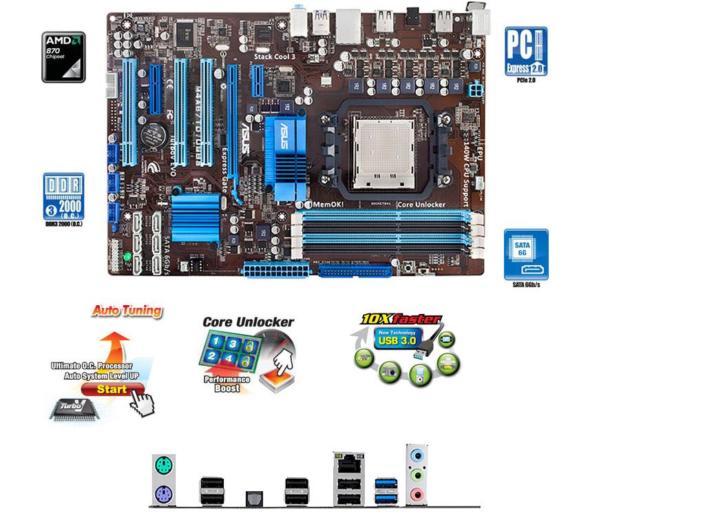  Satılık Asus M4A87TD 2000 OC + amd phenom II x4 işlemci