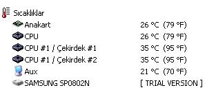  Sıcaklık değerleri.. (Pc'm çok mu sıcak)