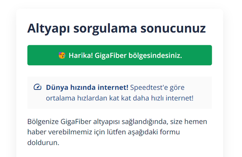 TurkNet GigaFiber Altyapı Haritası