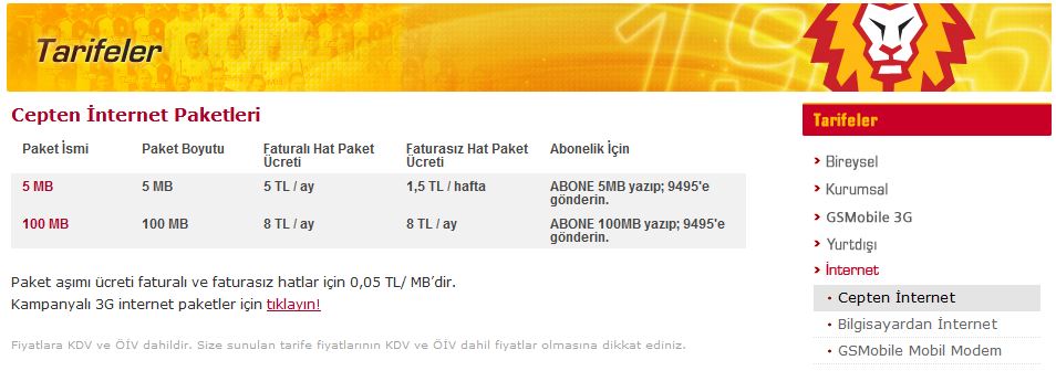  Avea - GSMobile İnternet Paketi Arasındaki Fiyat Farkı