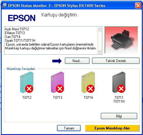  Epson dx7450 dolan kartuş sorunu