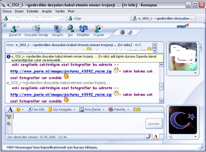  Msn resimle gelen virüse çözüm...
