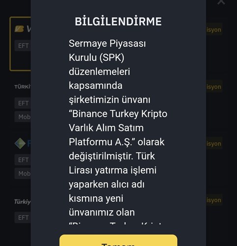 Binance TR isim değişikliğine gidiyor, para gönderirken dikkat