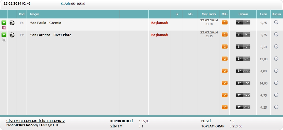  Arkadaslar yeni bir sistem test ediyorum (gercek parayla oynanmıcak)