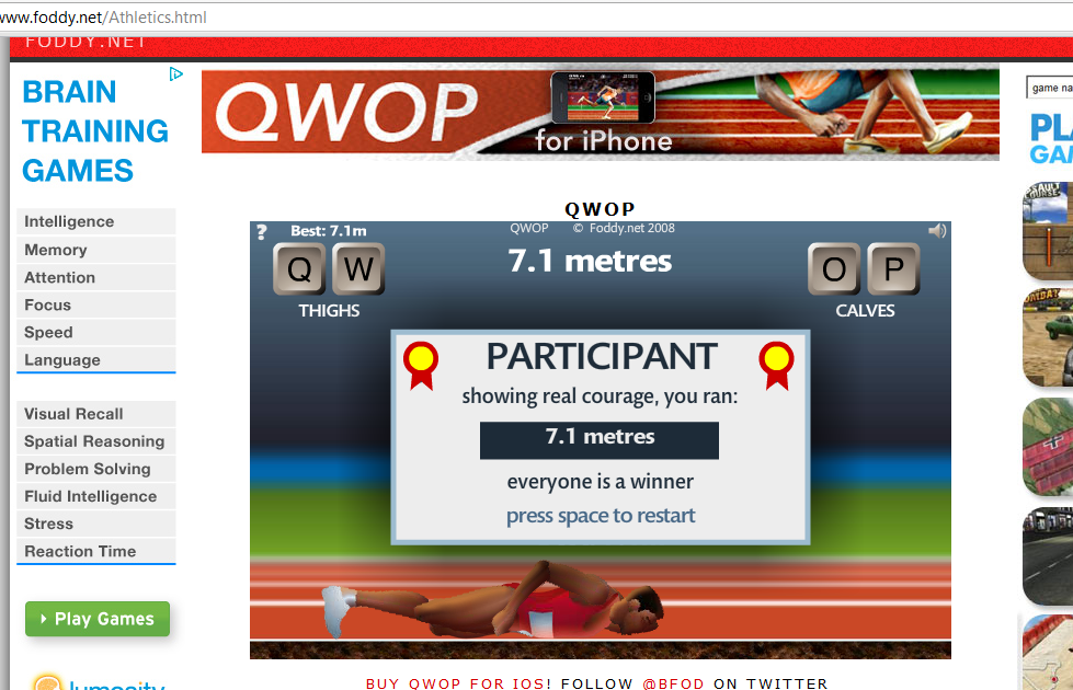  QWOP oyunu(adamı yürütmece)