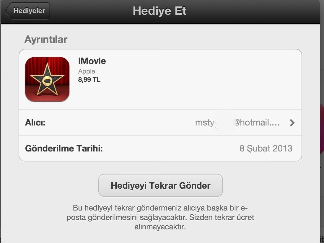  iMovie hediyesi gönderebilecekler?