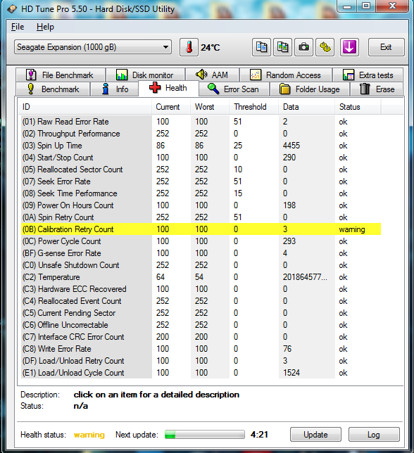  Seagate Expansion 1TB 'Calibration Retry Count' Sorunu