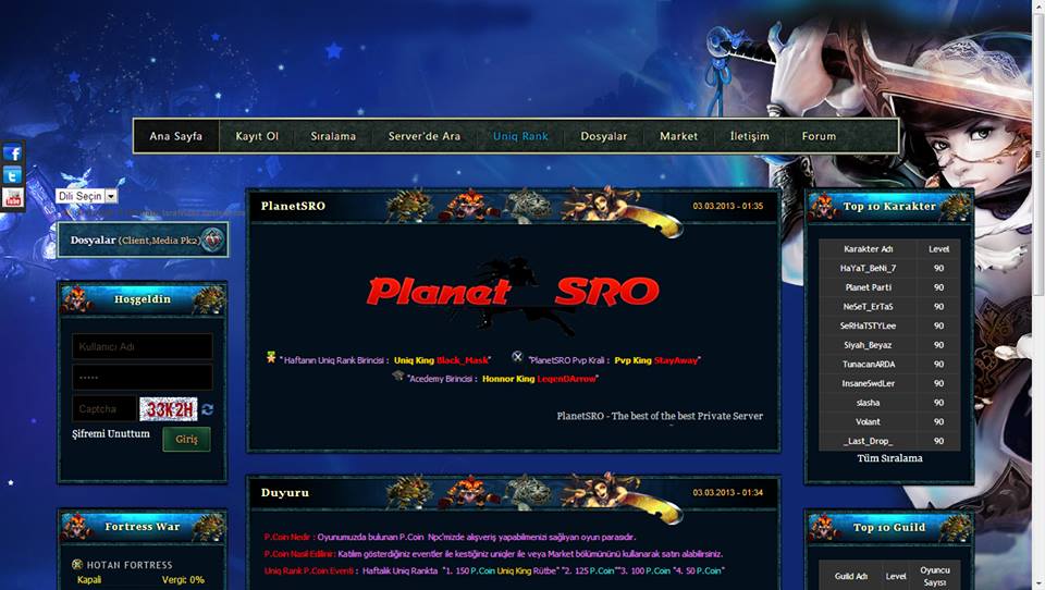  PlanetSRO Online | 90 Cap EU-CH │ Free Silk 999999 ││ High Rate System 7/24 │