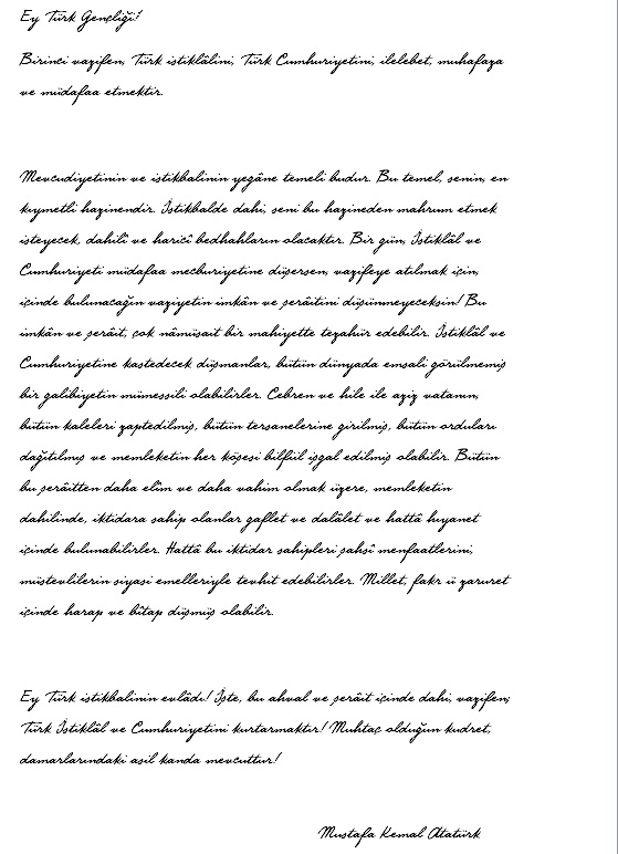  Atatürk'ün El Yazısı Font Oldu