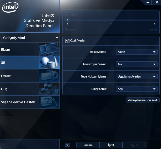  Intel HD Graphics için Anti-Aliasing