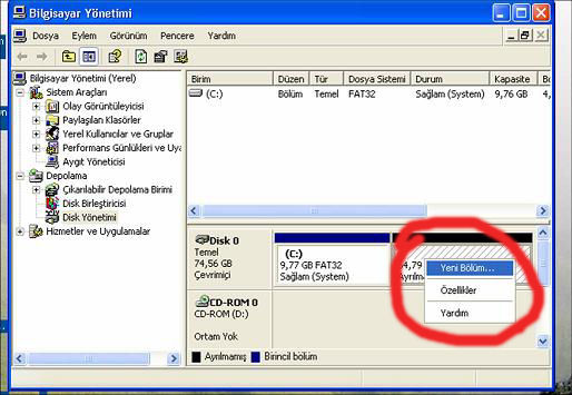  harddiski ikiye bölmek