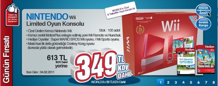  NINTENDO Wii Mario 25th Anniversry Oyun Konsolu '349 TL' (VATAN Bilgisayar)